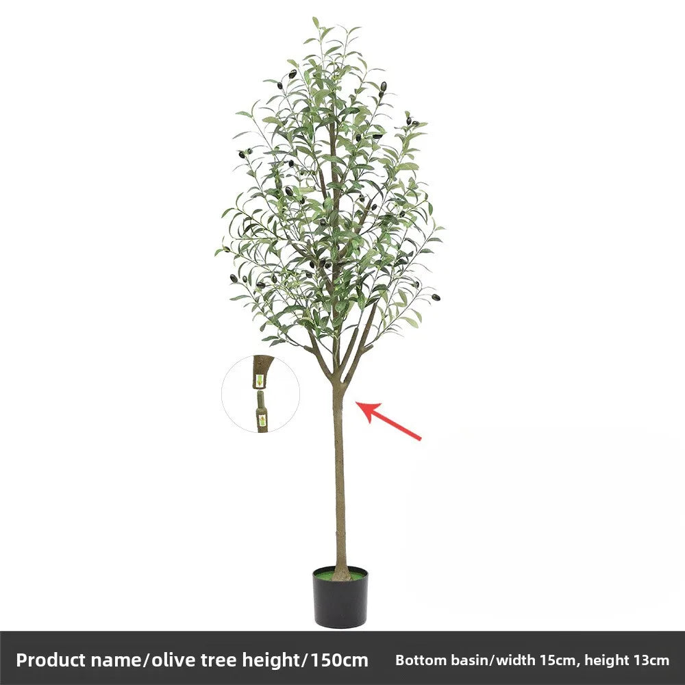 Trendy large artificial olive tree, perfect for home and garden decor. This faux green potted plant complements Nordic-style interiors, adding a touch of elegance and freshness to any space!