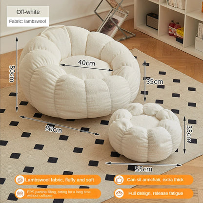 Relax in style with our modern lazy sofa chair! Perfect for balcony or living room, this small sofa with stool offers comfort and elegance for your bedroom or leisure space.