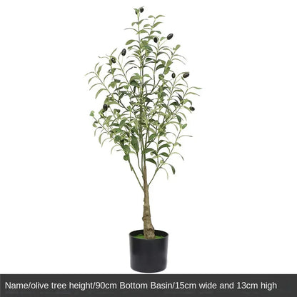 Trendy large artificial olive tree, perfect for home and garden decor. This faux green potted plant complements Nordic-style interiors, adding a touch of elegance and freshness to any space!