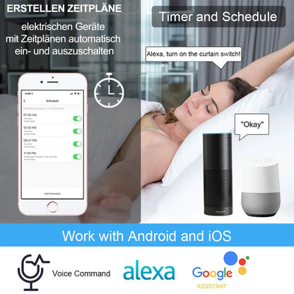 Transform your home with the Tuya Smart WiFi Curtain Blinds Switch! Control your roller shutters effortlessly via Google Home, Alexa, or the Smart Home app. Enjoy timer functions for added convenience!