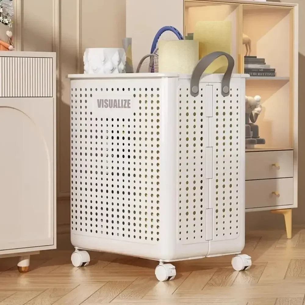 Laundry Basket with Wheels Large Folding Dirty Clothes Basket Multifunction Organizer for Dirty Clothes Laundry Room