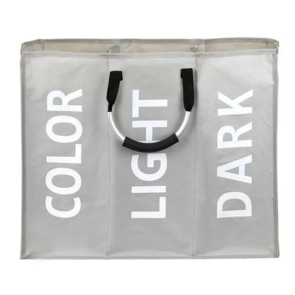 1Pc 3 Grids Foldable Laundry Basket Bag Dirty Clothes Laundry Hamper Waterproof Oxford Durable Fabric Dirty Storage Basket