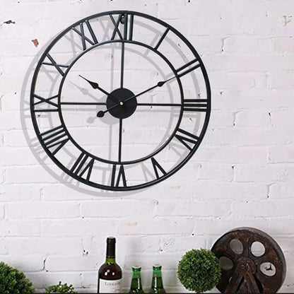 Modern 3D Large Wall Clocks Roman Numerals Retro round 40Cm Metal Iron Accurate Silent Nordic Hanging Ornament Living Room Decor
