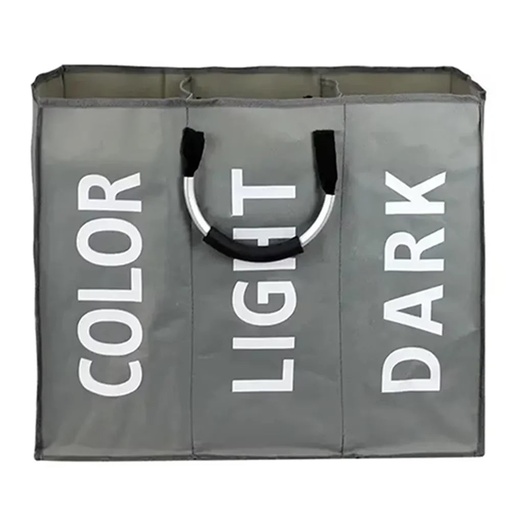 1Pc 3 Grids Foldable Laundry Basket Bag Dirty Clothes Laundry Hamper Waterproof Oxford Durable Fabric Dirty Storage Basket