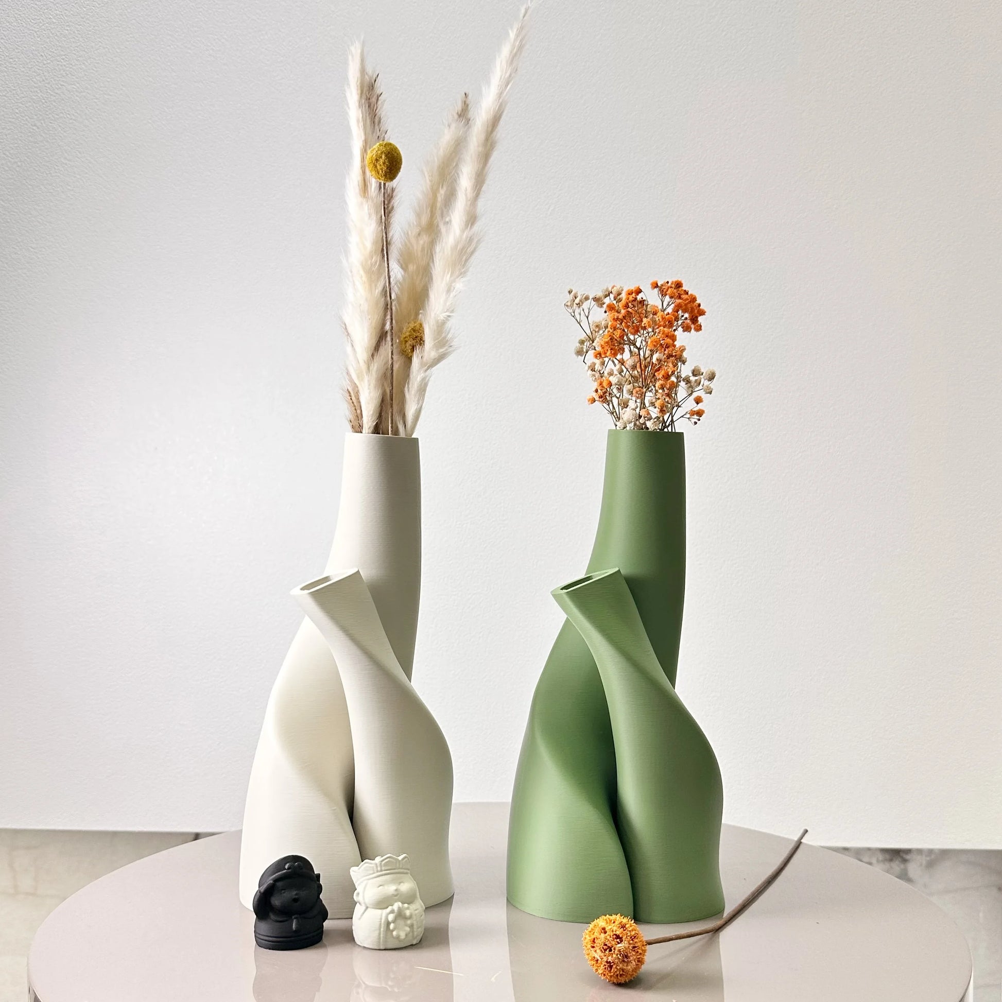 2 Piece Set of Special-Shaped Double Vase, Creative Dried Flower Vase, Multi-Color Optional, Suitable for Living Room, Kitchen,