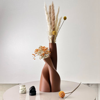 2 Piece Set of Special-Shaped Double Vase, Creative Dried Flower Vase, Multi-Color Optional, Suitable for Living Room, Kitchen,
