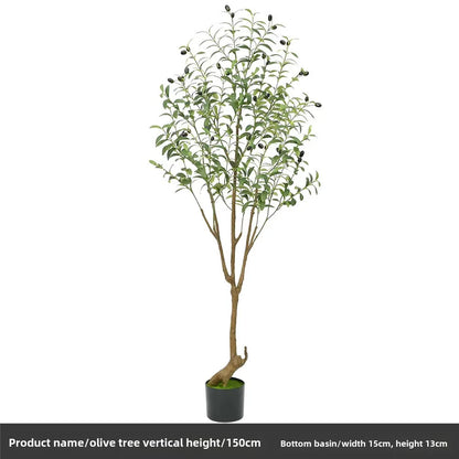 Trendy large artificial olive tree, perfect for home and garden decor. This faux green potted plant complements Nordic-style interiors, adding a touch of elegance and freshness to any space!