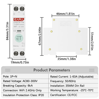 Upgrade your home with the Tuya WiFi Smart Circuit Breaker! Control energy use remotely, monitor voltage and current, and set timers for ultimate convenience and safety!