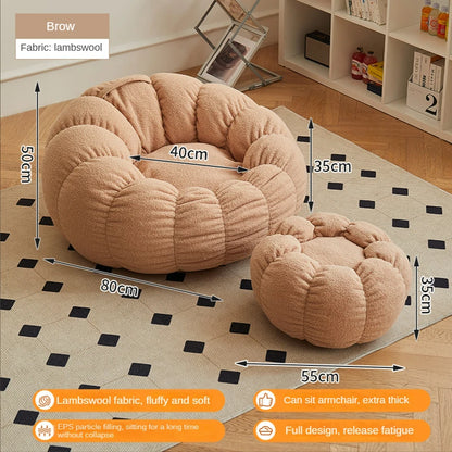 Relax in style with our modern lazy sofa chair! Perfect for balcony or living room, this small sofa with stool offers comfort and elegance for your bedroom or leisure space.