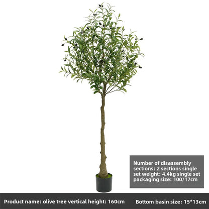 Trendy large artificial olive tree, perfect for home and garden decor. This faux green potted plant complements Nordic-style interiors, adding a touch of elegance and freshness to any space!