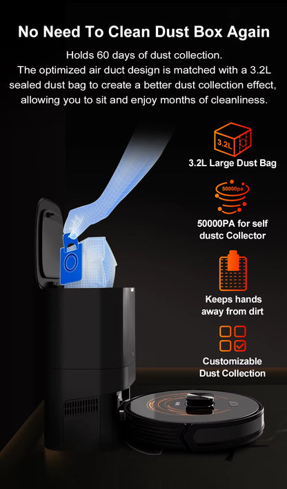 Industrial Vacuum Cleaner Robotic Vacuum and Mop with Self-Empty Base